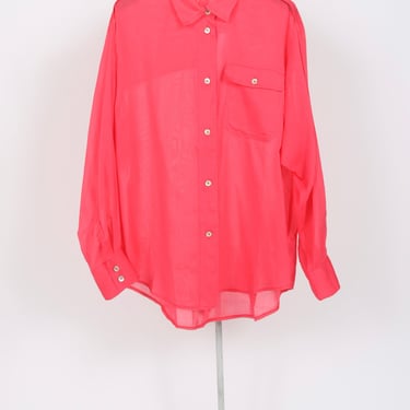 12109_My Shirt - Cotton Silk Voile Oversize Top - WATERMELON