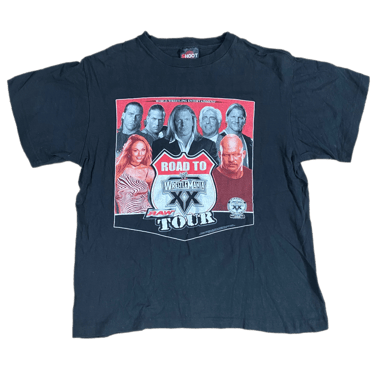 Vintage WWE &quot;Road To Wrestlemania XX Raw Tour&quot; 2004 Japan Shirt