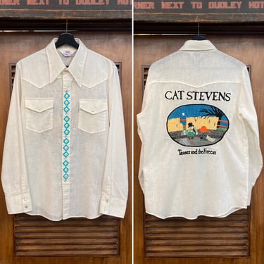 Vintage 1970’s Levi’s Panatela “Cat Stevens” Folk Rock Musician Snap Button Western Shirt, “Teaser and the Wildcat” 70’s Vintage Clothing 