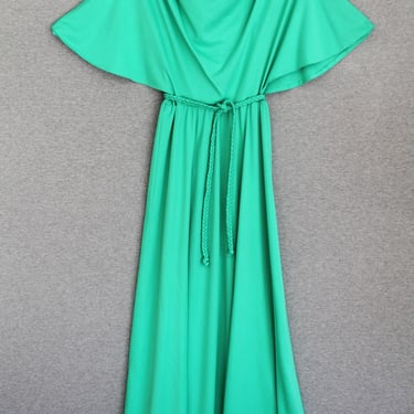 Green Goddess - 1970s - Event Dress - Green - Avant Garde - Estimated size XS/S 