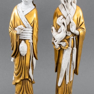 Chinoiserie Parcel Gilt Porcelain Figures, 2