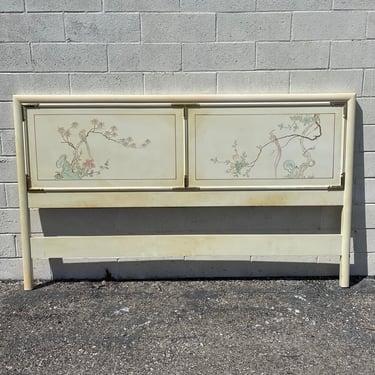 Vintage Asian Theme Headboard King Size Bed Chinese Chippendale Chinoiserie Motiff Bedroom Furniture Boho Chic Regency CUSTOM PAINT Avail 