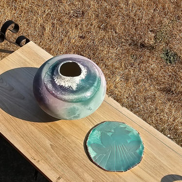 Vintage Vase Handmade Raku Pottery Art Ceramic Vase Vessel Seed Pot 