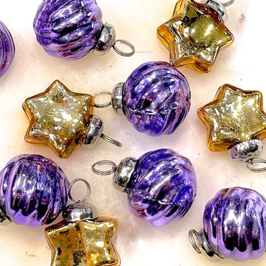 VINTAGE: 5pc - Small Thick Mercury Ornaments - Mid Weight Kugel Style Ornaments - Unique Find - SKU 