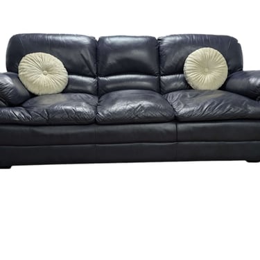 Navy Blue Leather Couch