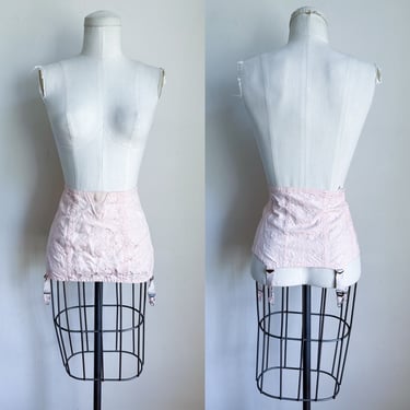 Vintage 1950s Pink Corset / Garter Belt / Lingerie // M 