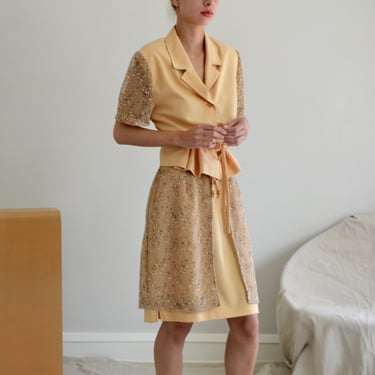 woven butter yellow skirt with with sheer net details and cut out back 