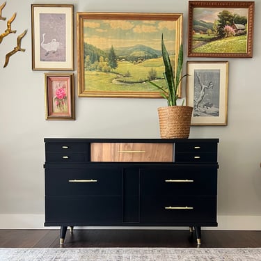 AVAILABLE - Mid Century Black Dresser 