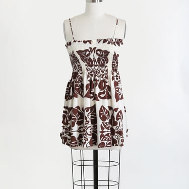 Vintage 90s Y2K brown floral Hawaiian top 