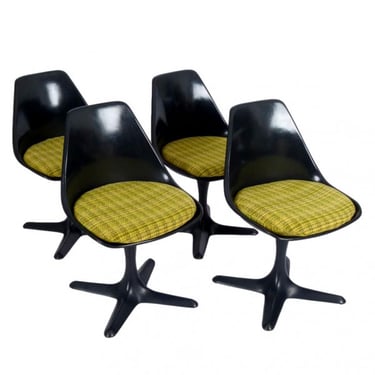 Set of 4 Swivel Fiberglass Dining Chairs