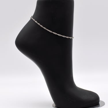 80's sterling silver Prince of Wales ankle bracelet, minimalist MEX 925 MD28V Singapore chain anklet 