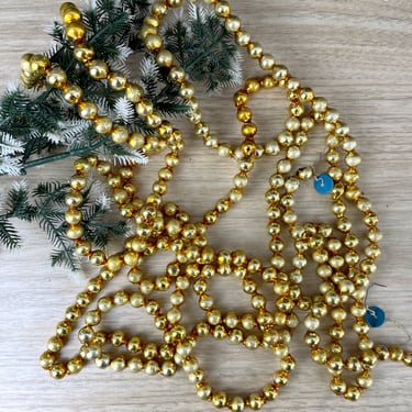 Antique gold glass ball garland - 11' - vintage Christmas 