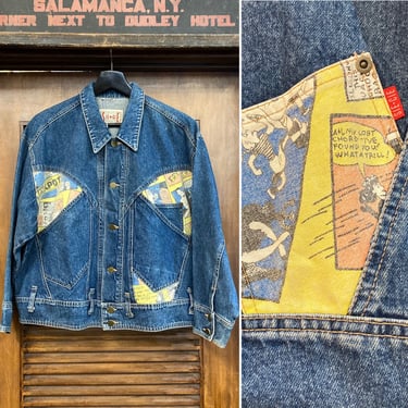 Vintage 1980’s Comic Book New Wave Denim Jacket Rare Design, 80’s New Wave Jacket, 80’s Pop Art, 80’s Denim Jacket, Vintage Clothing 