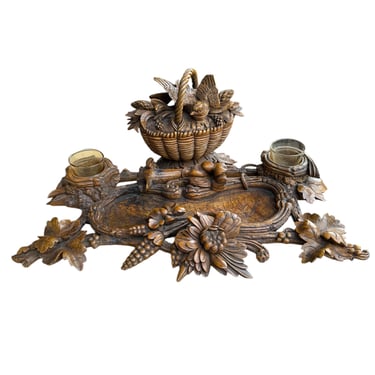 Black Forest Carved Inkwell