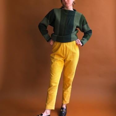 Vintage 80s Yellow Whale Corduroy Pants/ 1980s Senior Cords Pants/ Size Small 25 