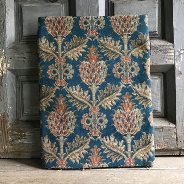 French Tapestry Style Jacquard Remnant, Trimmed, Floral Pineapple, Artichoke, Period Sewing Project, French Textiles, Chateau Decor 