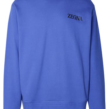 Zegna Man Blue Cotton Sweatshirt