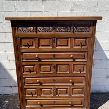 Antique Tall Dresser Solid Wood Locking Chest of Drawers Furniture Locking File Cabinet Bedroom Storage Rustic  Vintage Custom PAINT AVAIL 