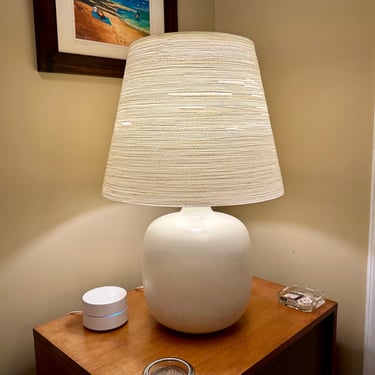 1960s Large Ceramic Lamp by Lotte and Gunnar Bostlund Original Fiberglass and Jute Shade - Free Shipping 