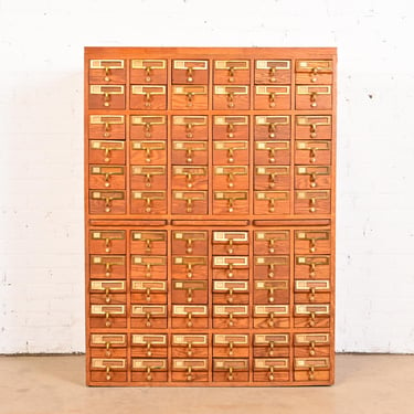 Mid-Century Modern Oak 72-Drawer Library Card Catalog Cabinet, Circa 1950s