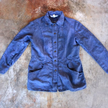 Indigo Overdyed 90s Express Linen Chore Jacket 