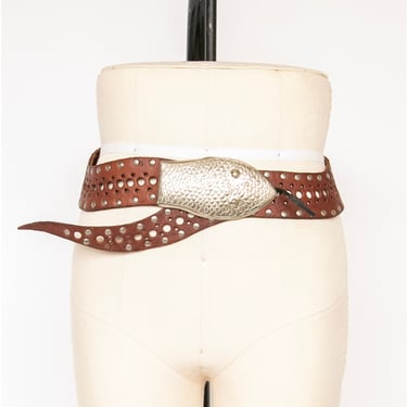 1990s Snake Novelty Belt Leather Waist Cinch 