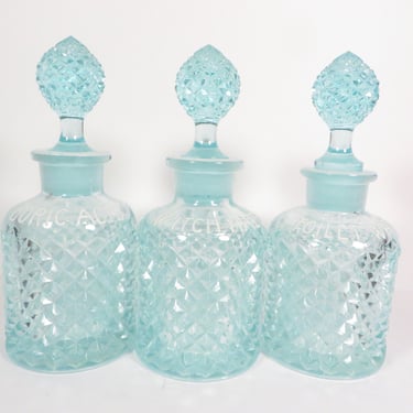 Westmoreland English Hobnail Aqua Turquoise Blue Vanity Bottles 