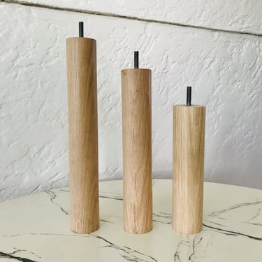 Set of 4 Cylinder Shaped Furniture Legs-8"/10"/12"/14"/16" tall-Solid White Oak Wood-Hand Crafted 