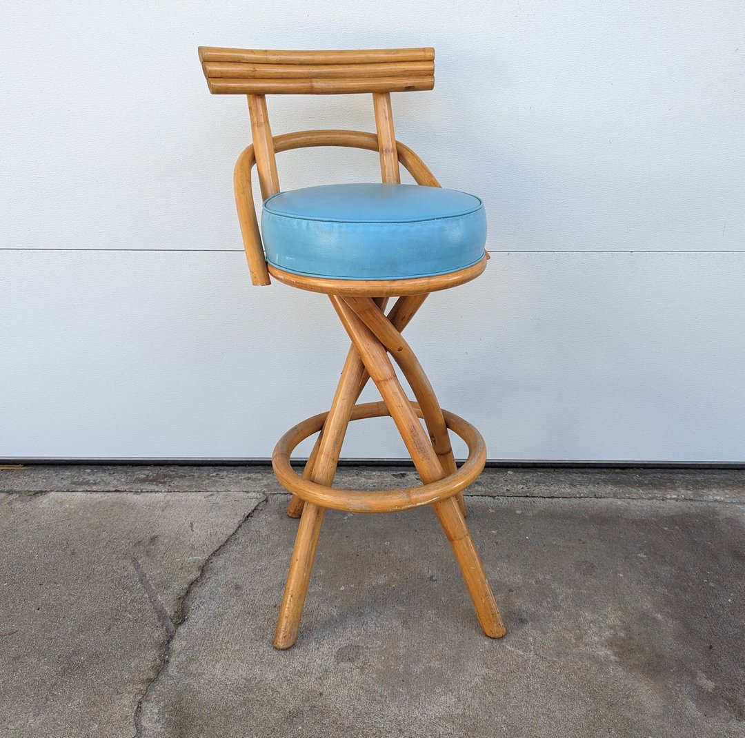 Vintage Paul Frankl Bent Rattan Tiki Swivel Bar Stool Mod and Ozzie Annapolis, MD