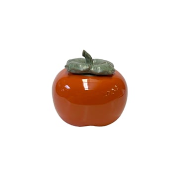 Chinese Orange Ceramic Small Persimmon Shape Display Lid Container ws3085BE 
