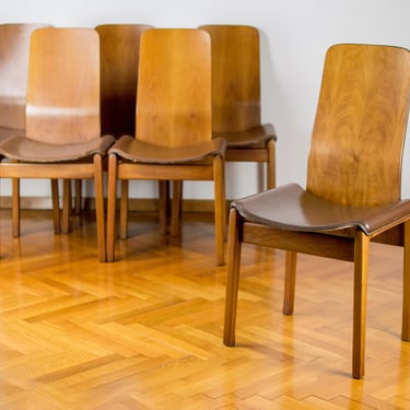 Mid-century Modern Dining Chairs | Retro Modern Leather Kitchen Chair | Vintage Tito Agnoli Stools | Modernist Italian Design 