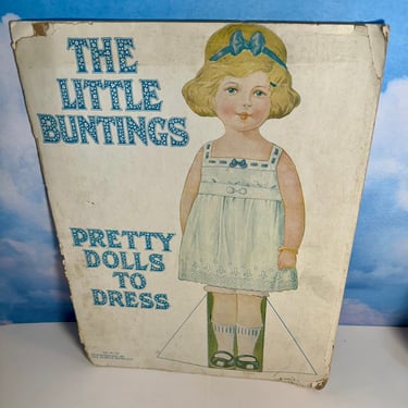 RARE Uncut Antique 1921 Copyright The Little Buntings Pretty Dolls To Dress One Boy and One Girl Doll 5 Girl Outfits 3 Boy Outfits No 370 