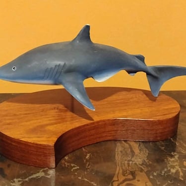 Vintage Signed Bob Mimms Mako Shark Sculpture 7" 