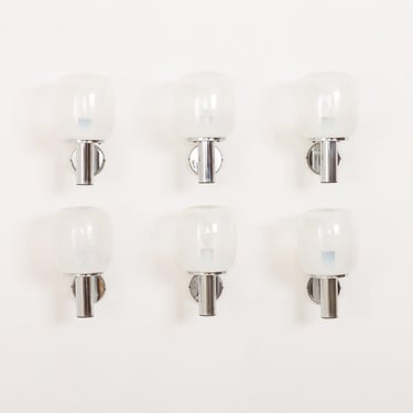 Set of 6 crystal glass wall sconces by Targetti Sankey, Italy, 1960s/70s 