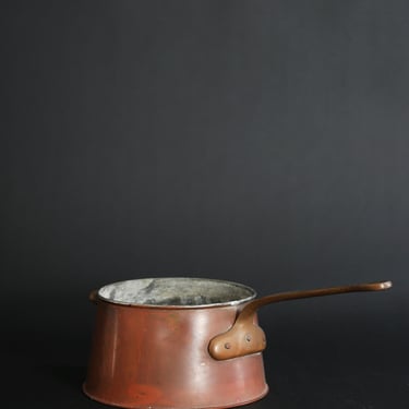 Antique Vintage 19th century solid copper sauce pan 