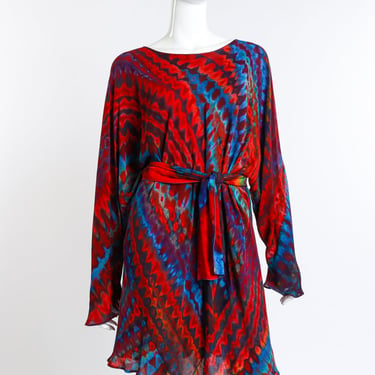 Rainbow Shibori Dolman Tunic Dress