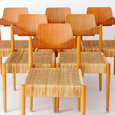 Set of 6 Egon Eiermann #SE19 Chairs - 1950s German Bauhaus Vintage Design 