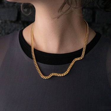 Gold Plated Bronze Wave Chain Necklace