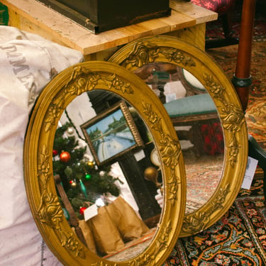 French Antique Gold Mirrors, Pair
