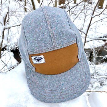 Handmade 5 Panel Camp Hat, Baseball Cap, Moldable Brim five panel hat, Snap Back, 5panel hat, gift for him, gray cosmic speckle flannel hat 