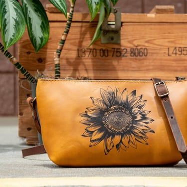 Small Leather Zipper Bag | Handmade Leather Purse |  Handmade Handbag | Crossbody Satchel | Made in USA | Laser Image | Custom 