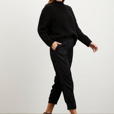 Julia Pant - Black  in Silk Crepe de Chine