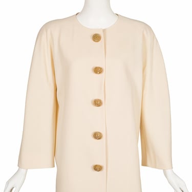 Gianfranco Ferré 1989 S/S Nautical Star Button Vintage Cream Wool Jacket Sz M 
