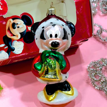 VINTAGE: Santas Best Disney's Minnie Mouse Energizer Hand Blown Glass Ornament - Europe Hand Blown Glass Ornament - Collectible Mercury 