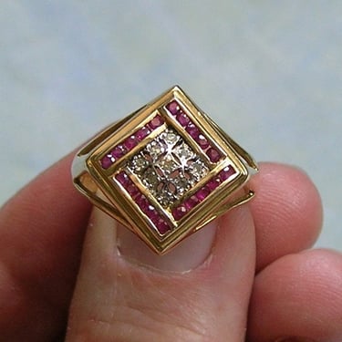 Vintage 14k Gold, Diamond and Ruby Ring, 14K Ruby and Diamond Ring, Ring With Rubies and Diamonds (#4403) 