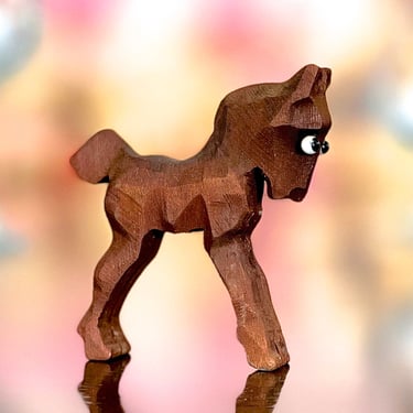VINTAGE: Small Hand Carved Wood Horse Figurine - Mini Horse Gift - Tiny Horse 