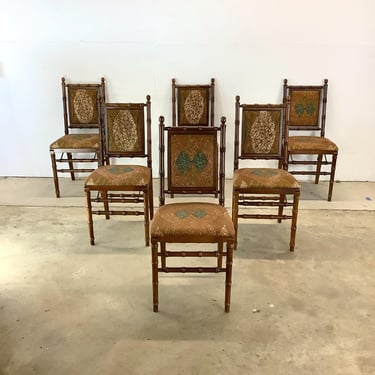 Vintage Faux Bamboo Foldable Dining Chairs- Set of Six 