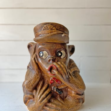RARE Vintage Brown Monkey Cookie Jar // Cookie Jar Collector, Circus Monkey Cookie Jar // Perfect Gift 