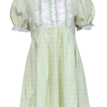 Sister Jane - Pastel Green Gingham Puff Sleeve Dress Sz M