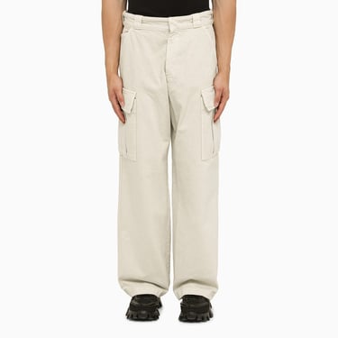 Prada Ecru Cotton Cargo Trousers